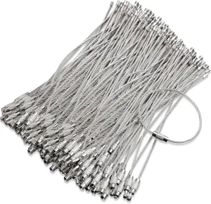 150 Pieces Wire Keychain Cable Stainless Steel Key Rings Loop Wire Cable Braided Steel Key Chain