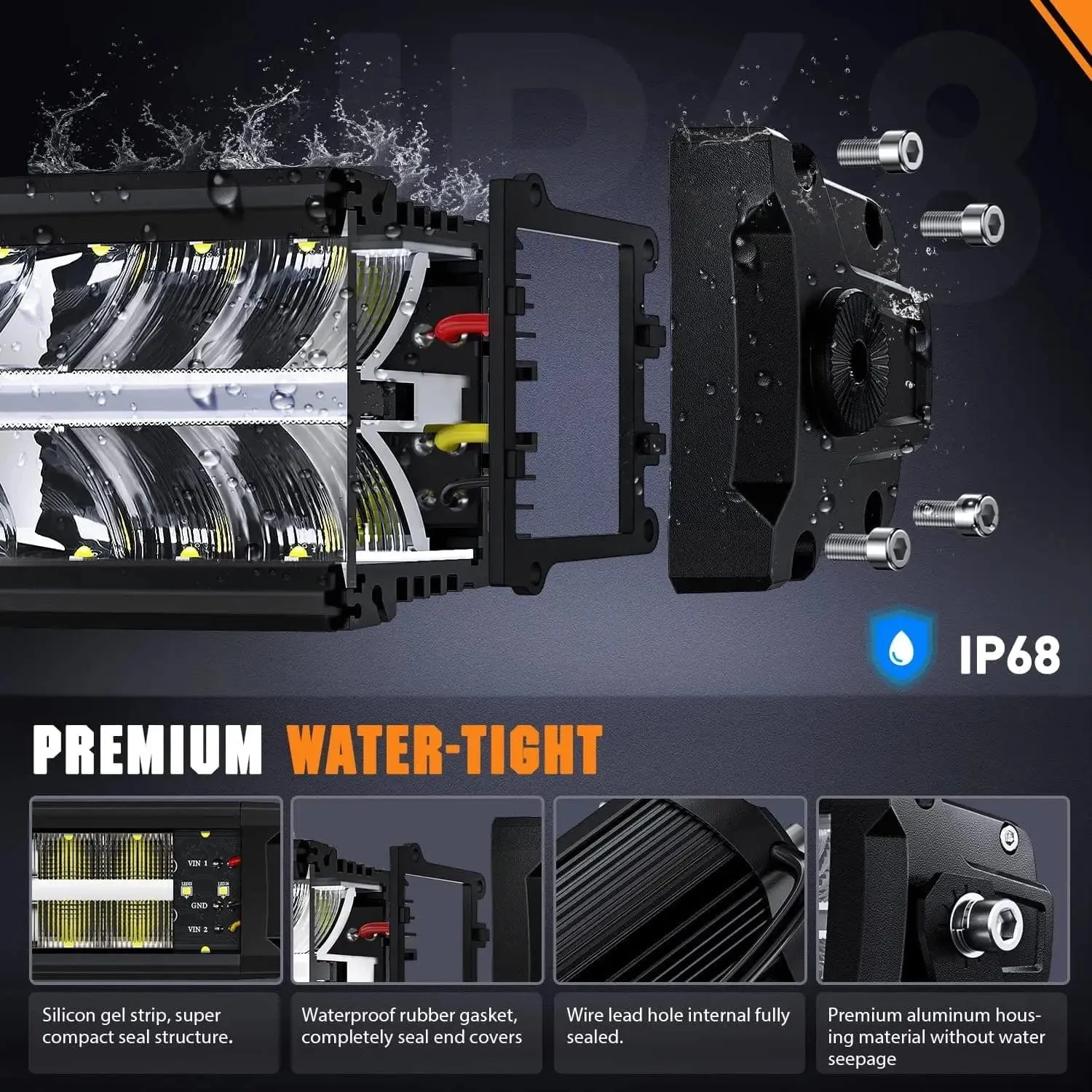 16 Inch 120W 12400LM Anti-Glare Spot Flood DRL LED Light Bar Kit | 16AWG Wire DT Switch