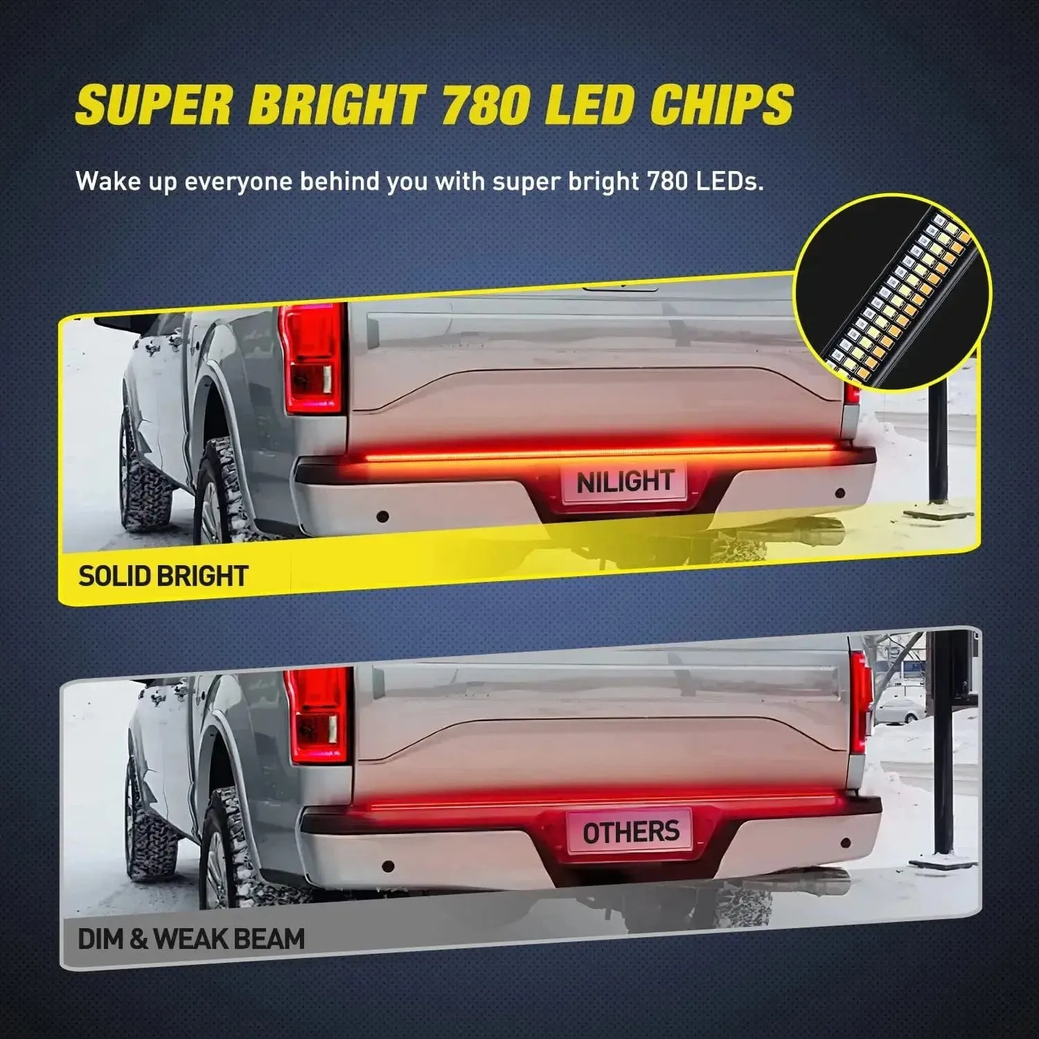 48 Inch Aluminum Frame Triple Row 780 Leds Red White Amber Light Strip