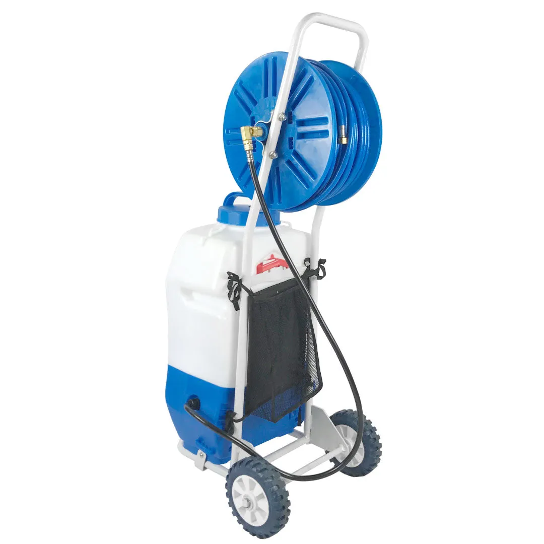 AquaSpray Rolling 5.2 Gallon Water Tank with DI Resin Tank and Waterfed Pole for Window and Solar Panel Cleaning