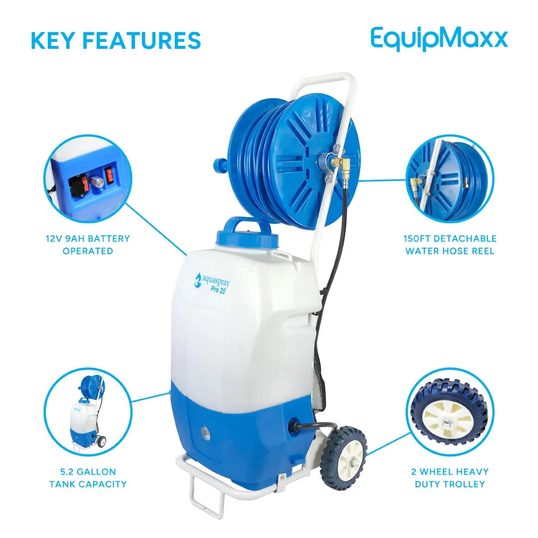 AquaSpray Rolling 5.2 Gallon Water Tank with DI Resin Tank and Waterfed Pole for Window and Solar Panel Cleaning