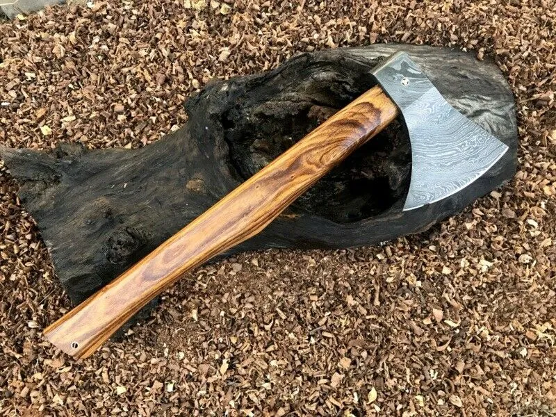 Awesome Custom Handmade Damascus Steel Axe With Leather Sheath High-quality Camping Axe Tactical Survival Hatchets Compact Backpacking Axe