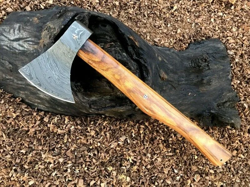 Awesome Custom Handmade Damascus Steel Axe With Leather Sheath High-quality Camping Axe Tactical Survival Hatchets Compact Backpacking Axe