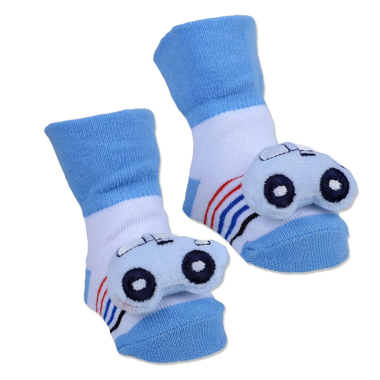 Baby Moo Car Cotton Anti-Skid 3D Socks - Blue