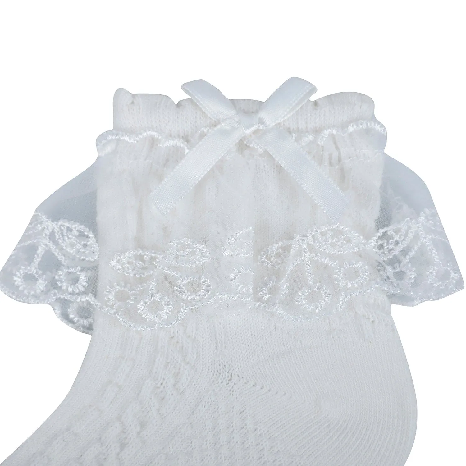 Baby Moo Lace Frill Soft Socks Pack of 6 - White, Pink