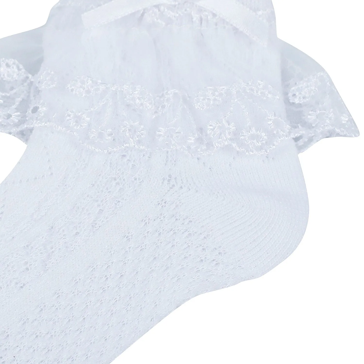 Baby Moo Lace Frill Soft Socks Pack of 6 - White, Pink