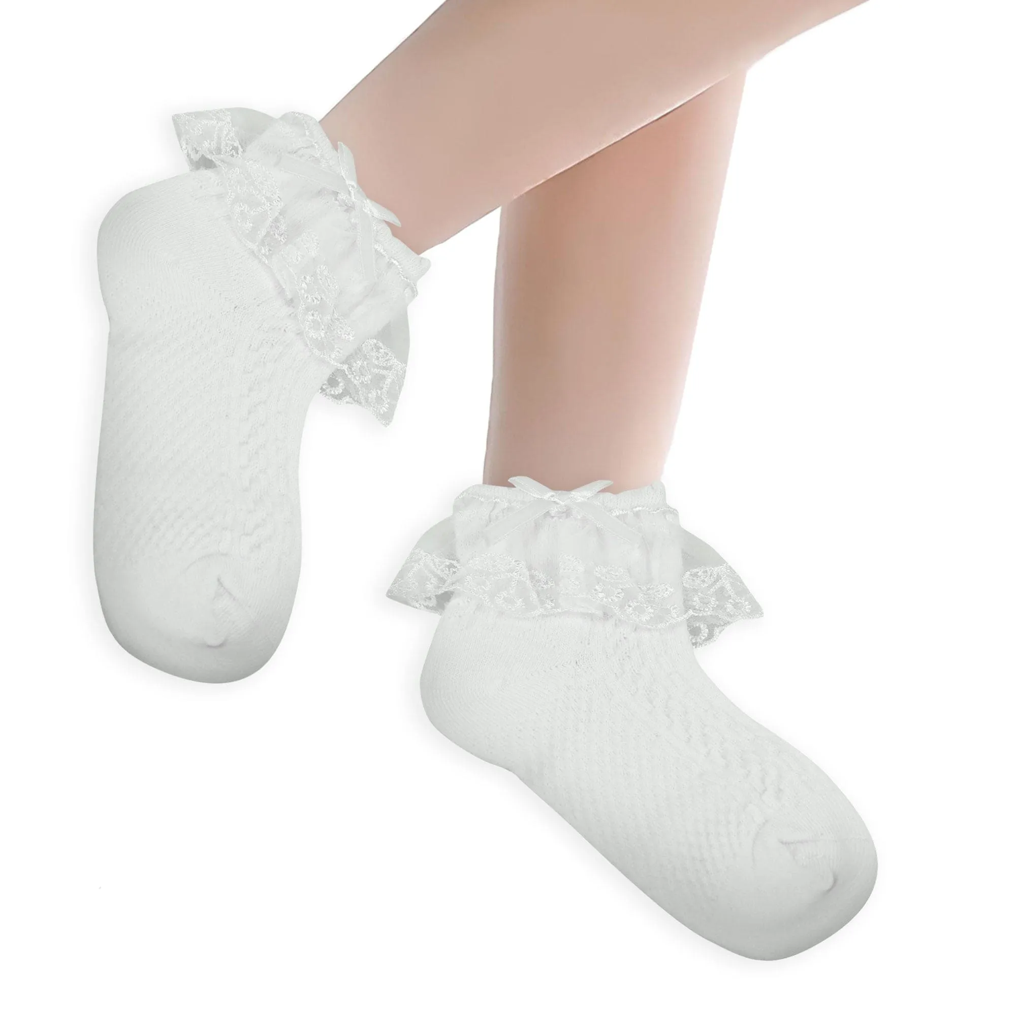 Baby Moo Lace Frill Soft Socks Pack of 6 - White, Pink