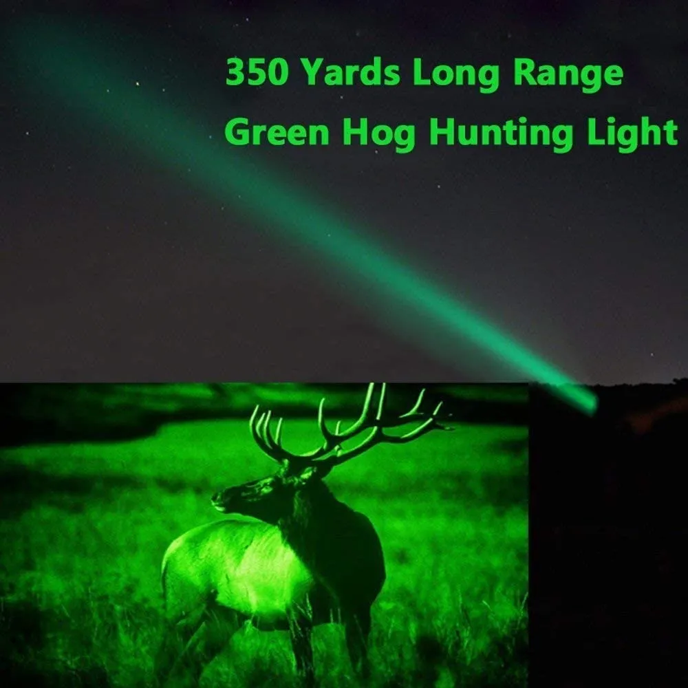 BESTSUN Green Hunting Flashlight Rechargeable 1000 Lumen, 350 Yards Long Range Green LED Light Tactical Flashlight Brightest Waterproof Coyote Hog LED Flashlights with Charger