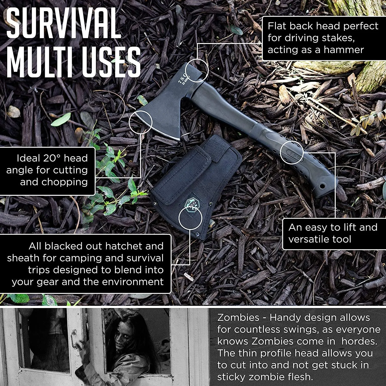 Camping Axe - Camping Hatchet with Sheath -Survival Throwing Axe - Survival Hatchets for Camping and Chopping Wood - Tactical and Survival Hatchet - Bushcraft Axe for Camping