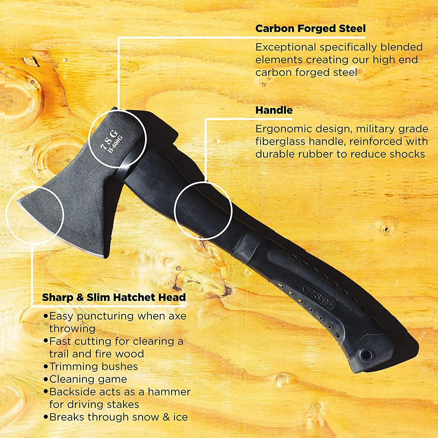 Camping Axe - Camping Hatchet with Sheath -Survival Throwing Axe - Survival Hatchets for Camping and Chopping Wood - Tactical and Survival Hatchet - Bushcraft Axe for Camping