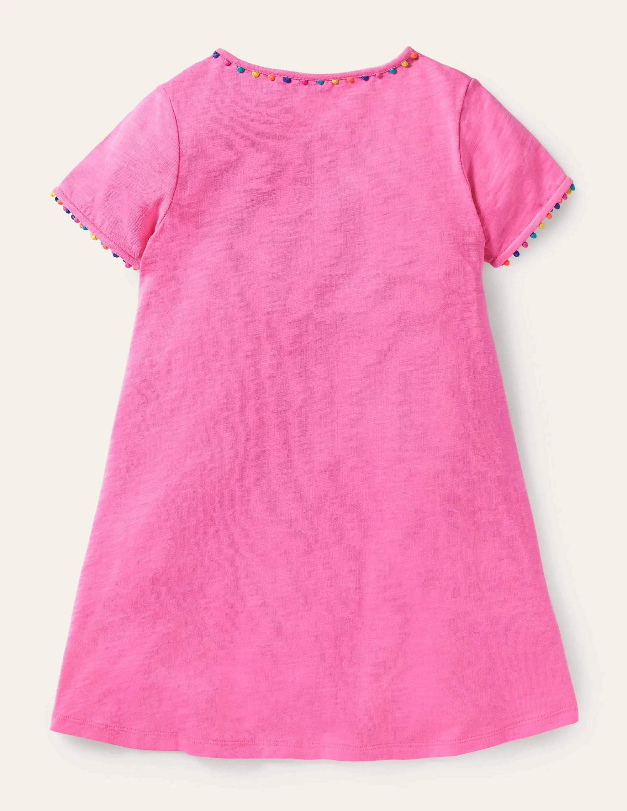 Charlie Pom Jersey Dress-Strawberry Ice Pink
