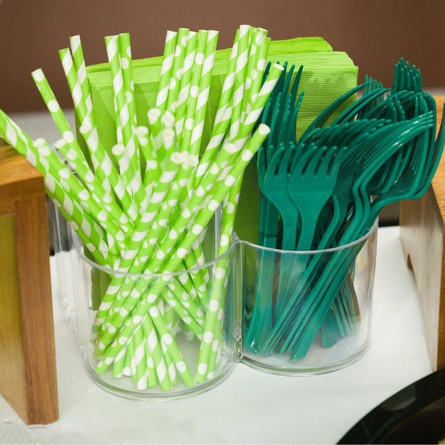 Cutlery Caddy Organizer 5 Compartment Silverware Organizer & Napkin Holder