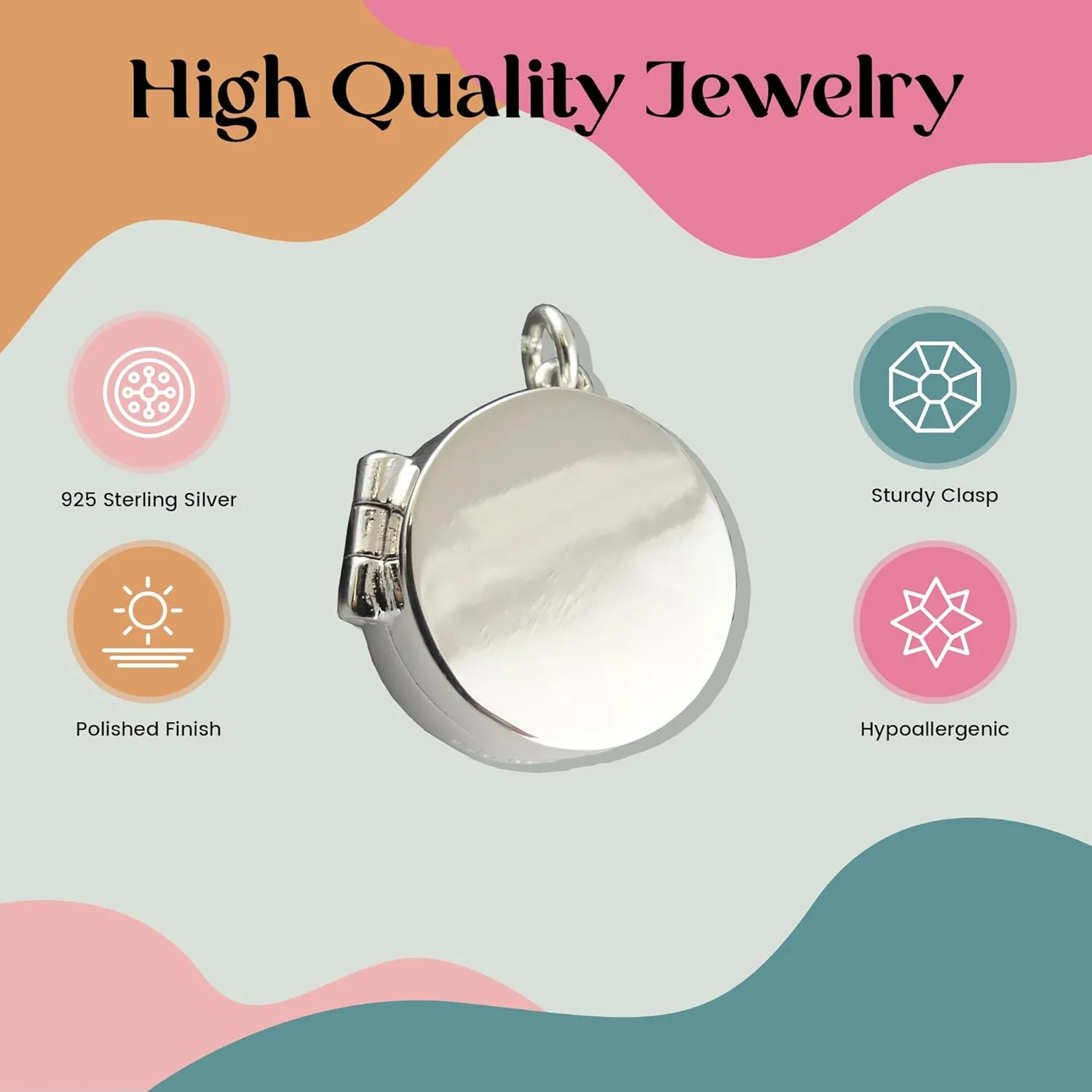 FashionJunkie4Life Sterling Silver Locket Necklaces for Women, 18" Cable Chain