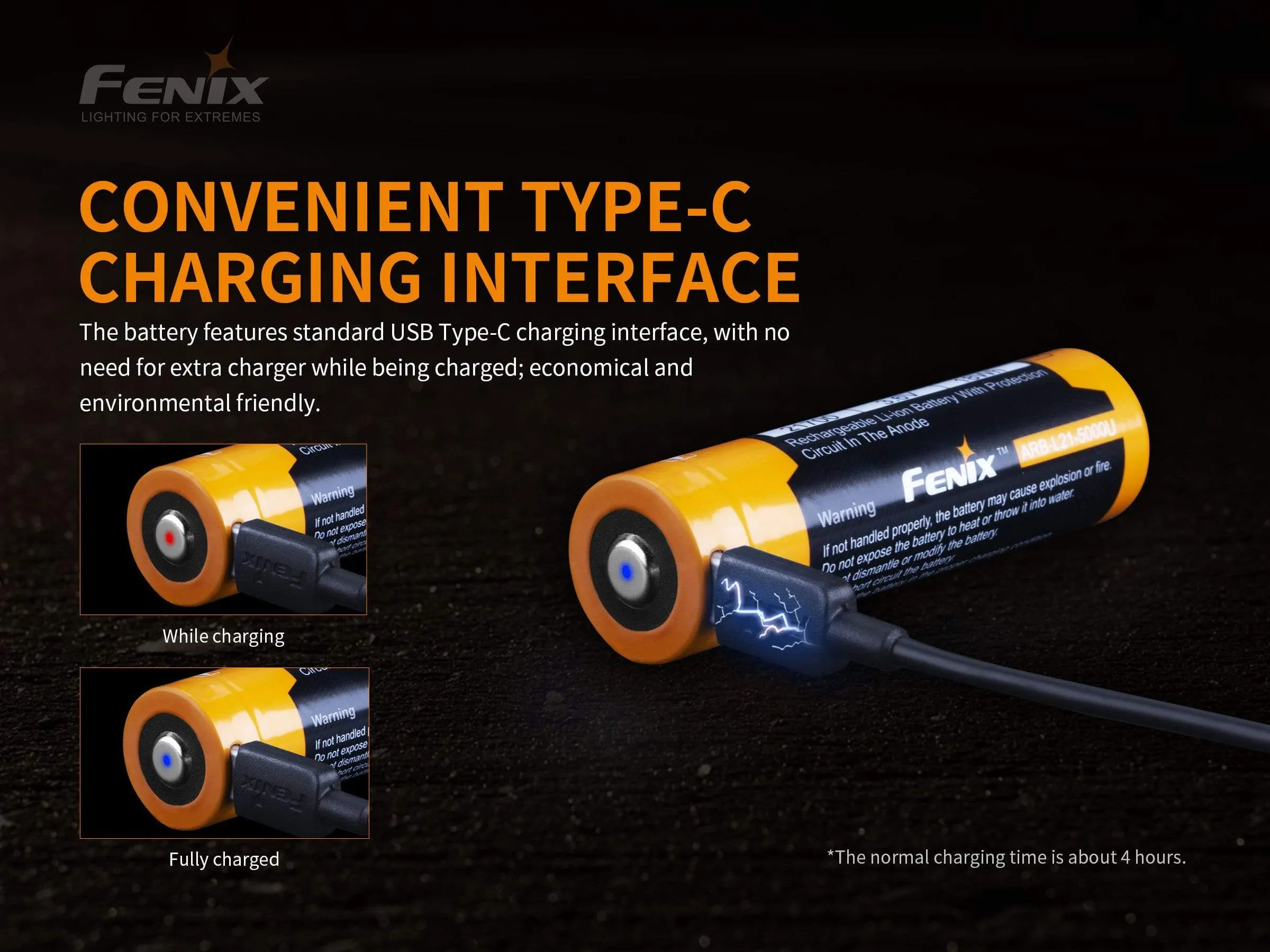 Fenix USB Rechargeable 5000mAh 21700
