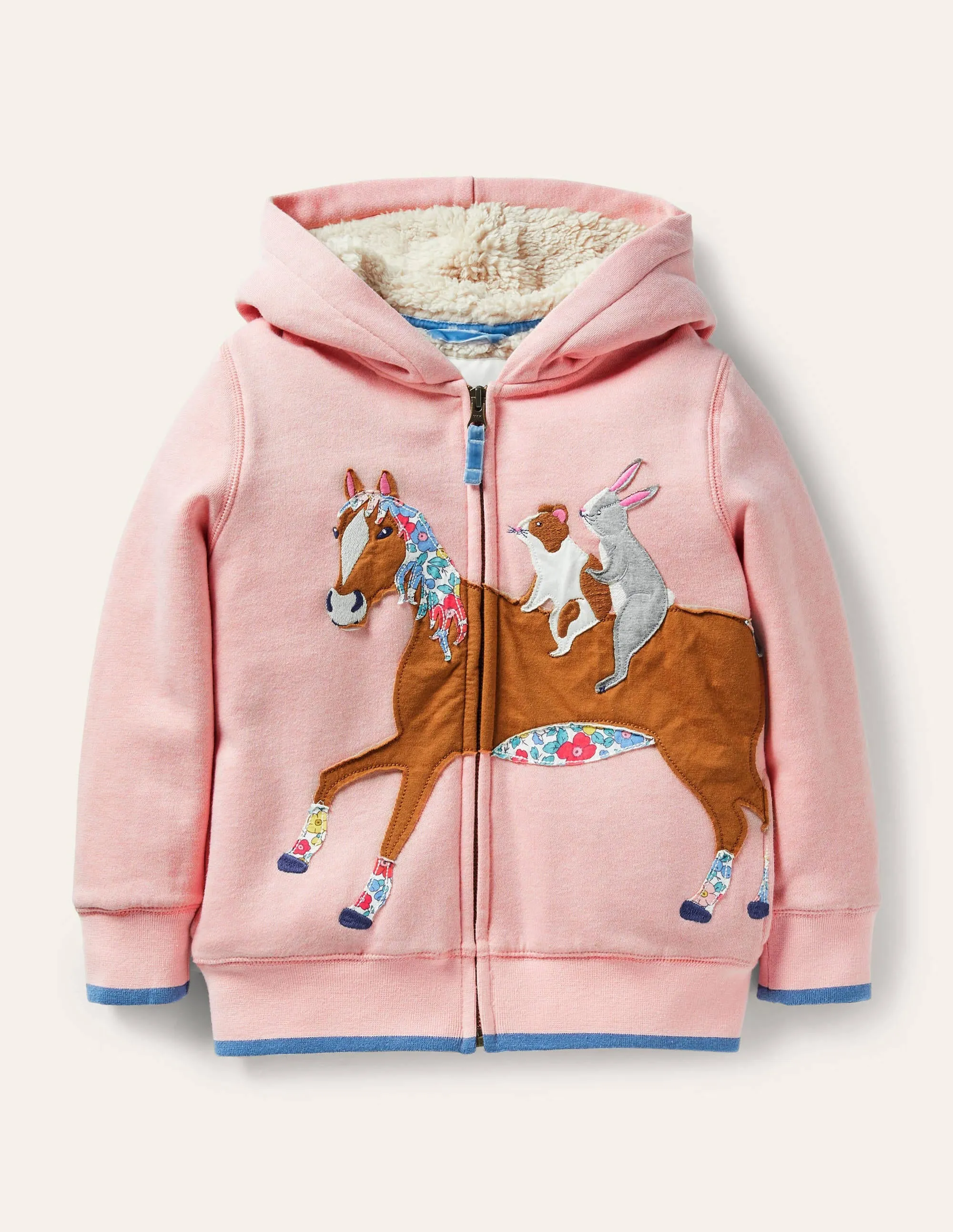 Fun Shaggy-lined Hoodie-Boto Pink Horse