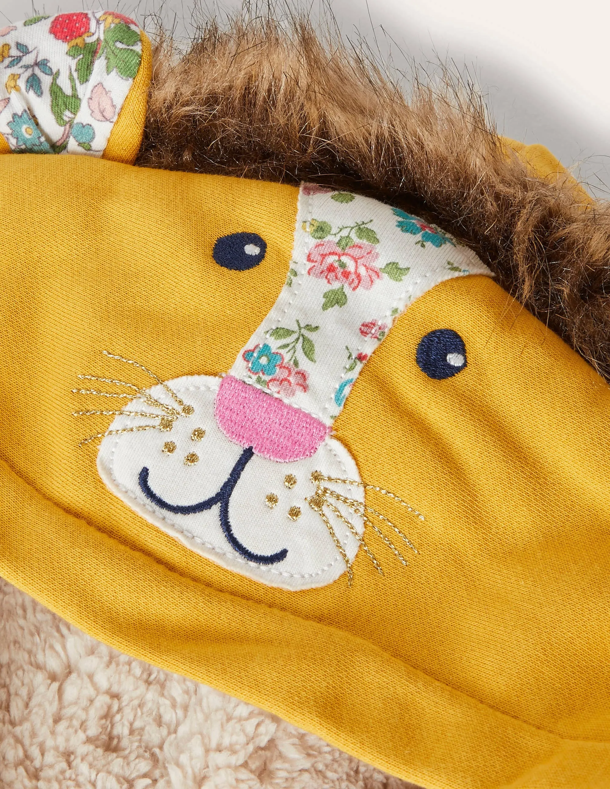 Fun Shaggy-lined Hoodie-Honeycomb Yellow Lion