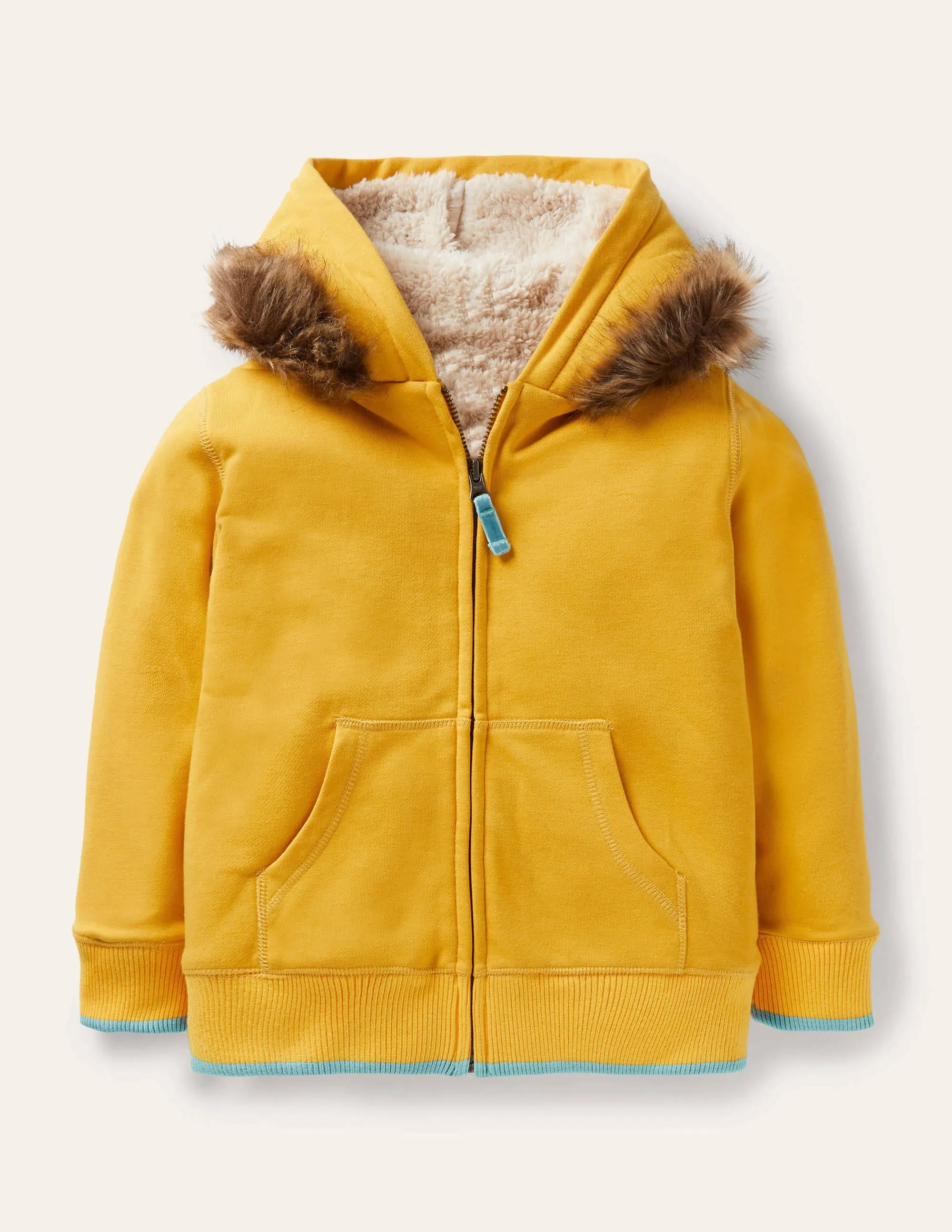 Fun Shaggy-lined Hoodie-Honeycomb Yellow Lion