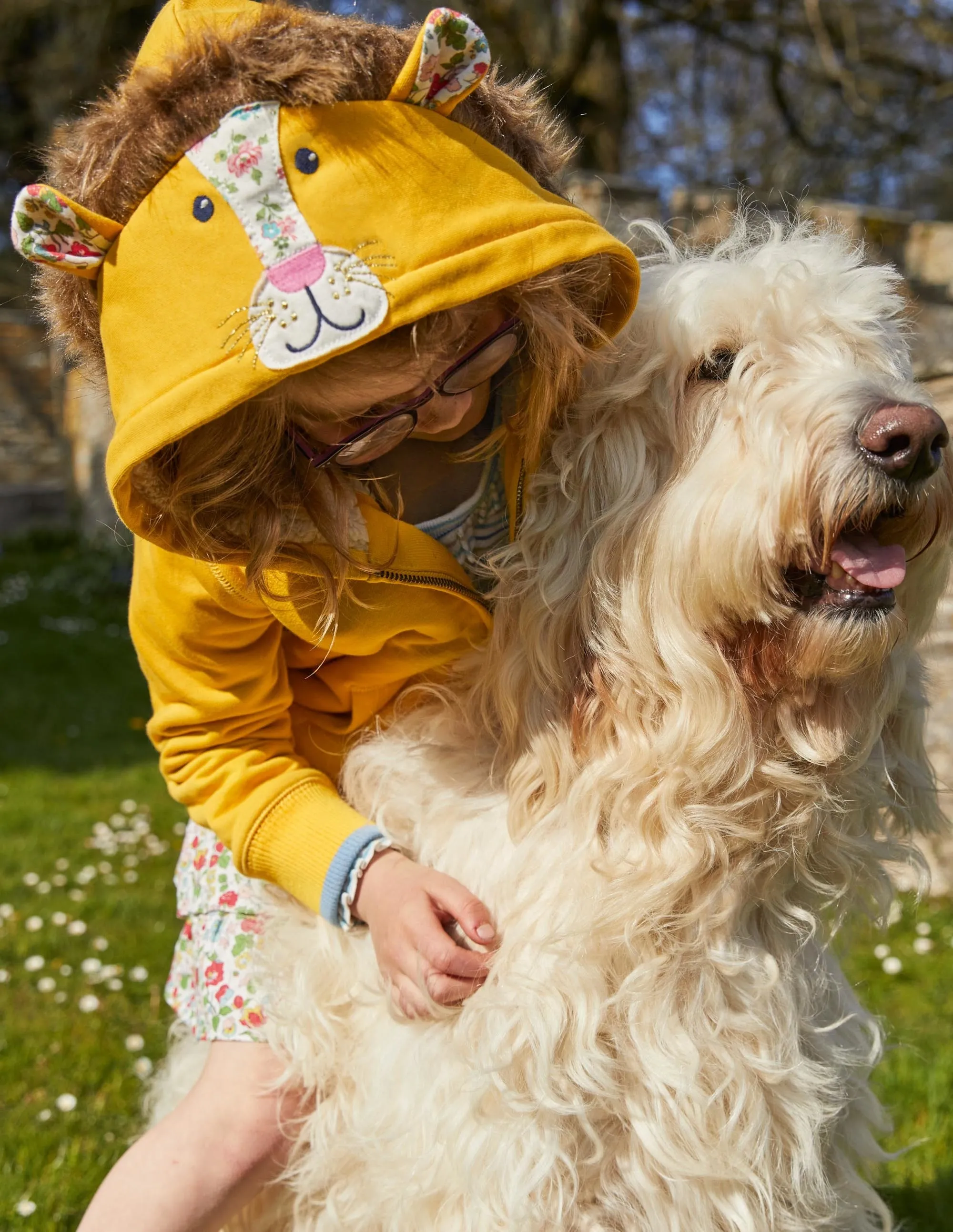 Fun Shaggy-lined Hoodie-Honeycomb Yellow Lion