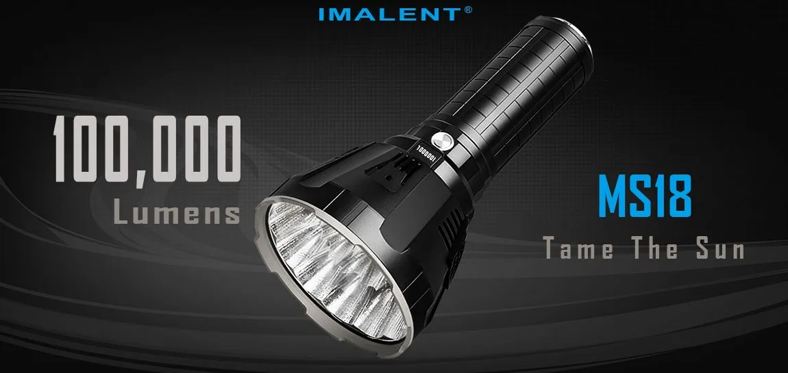 Imalent MS18 Rechargeable Flashlight 100,000 Lumens LED Light w/ Strap & Charger