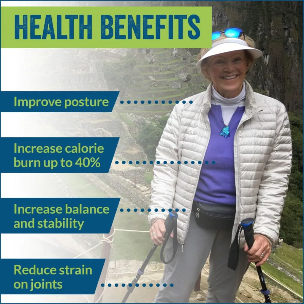 Just Black Hiking & Walking Poles w-flip locks, detachable feet and travel bag - pair - For Heights up to 6’2”
