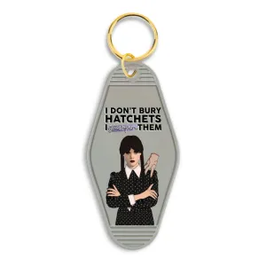 Keychain | Wednesday Addams Sharpen Hatchets Motel Keychain | Shop Trimmings