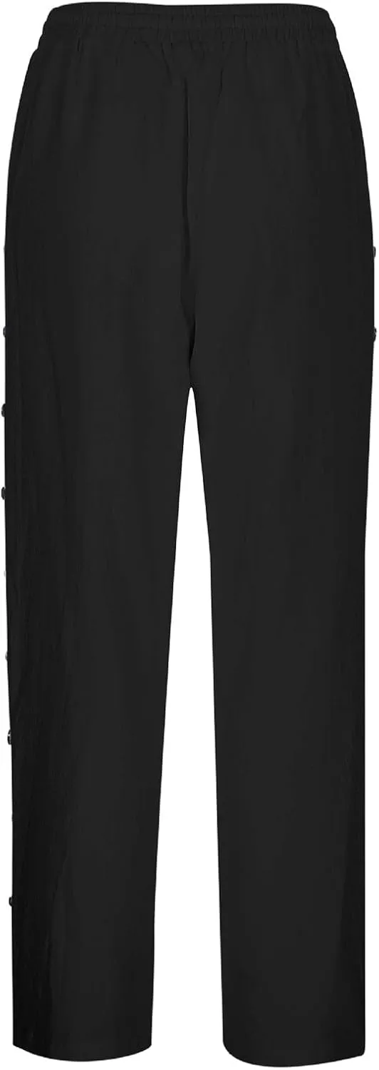 Linen Pants Women Long Button Down Loose Cotton Capri Pants for Women Stretch Summer Cargo Womens Capris Petite