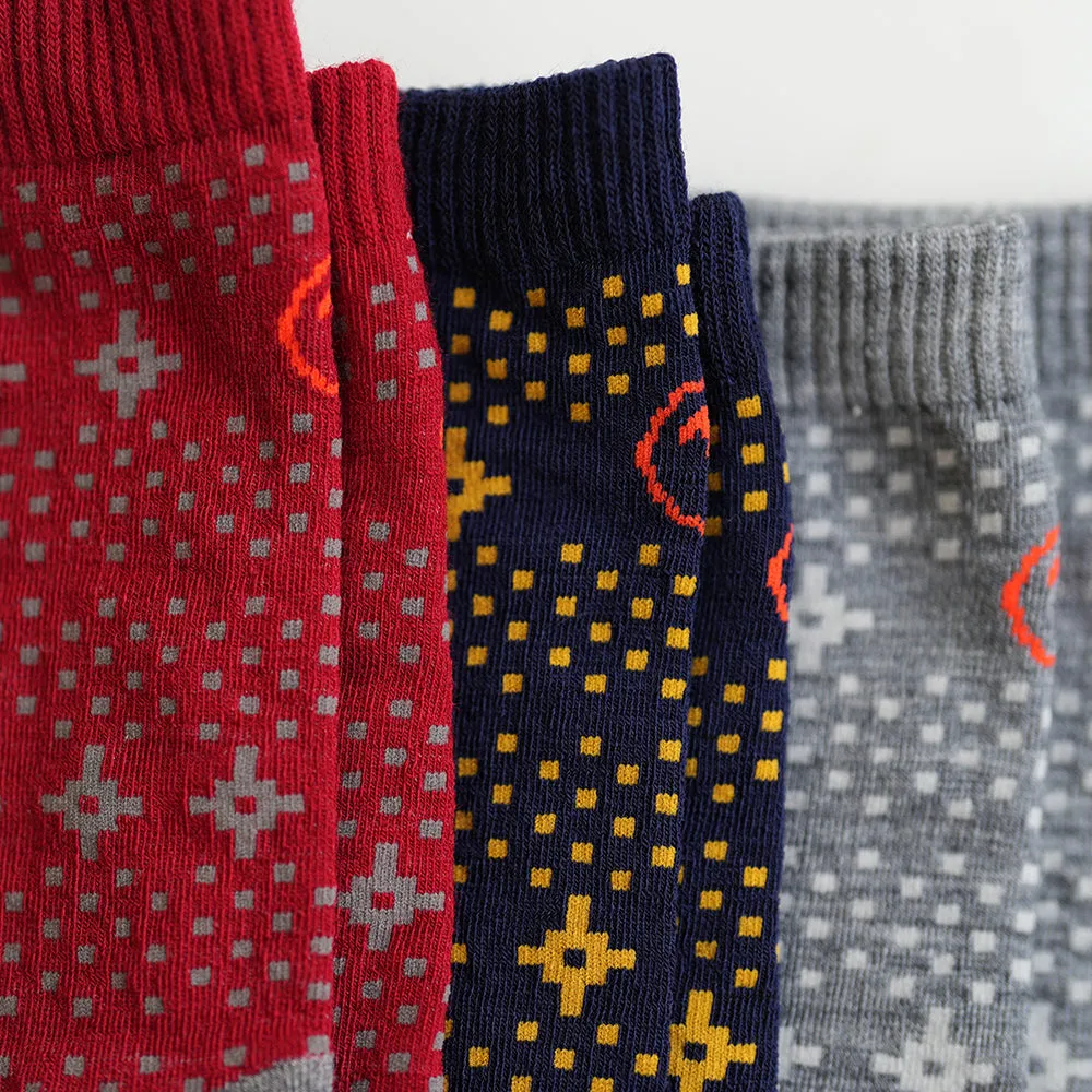 Merino Blend Festive Socks (3 Pack - Navy/Smoke/Red)