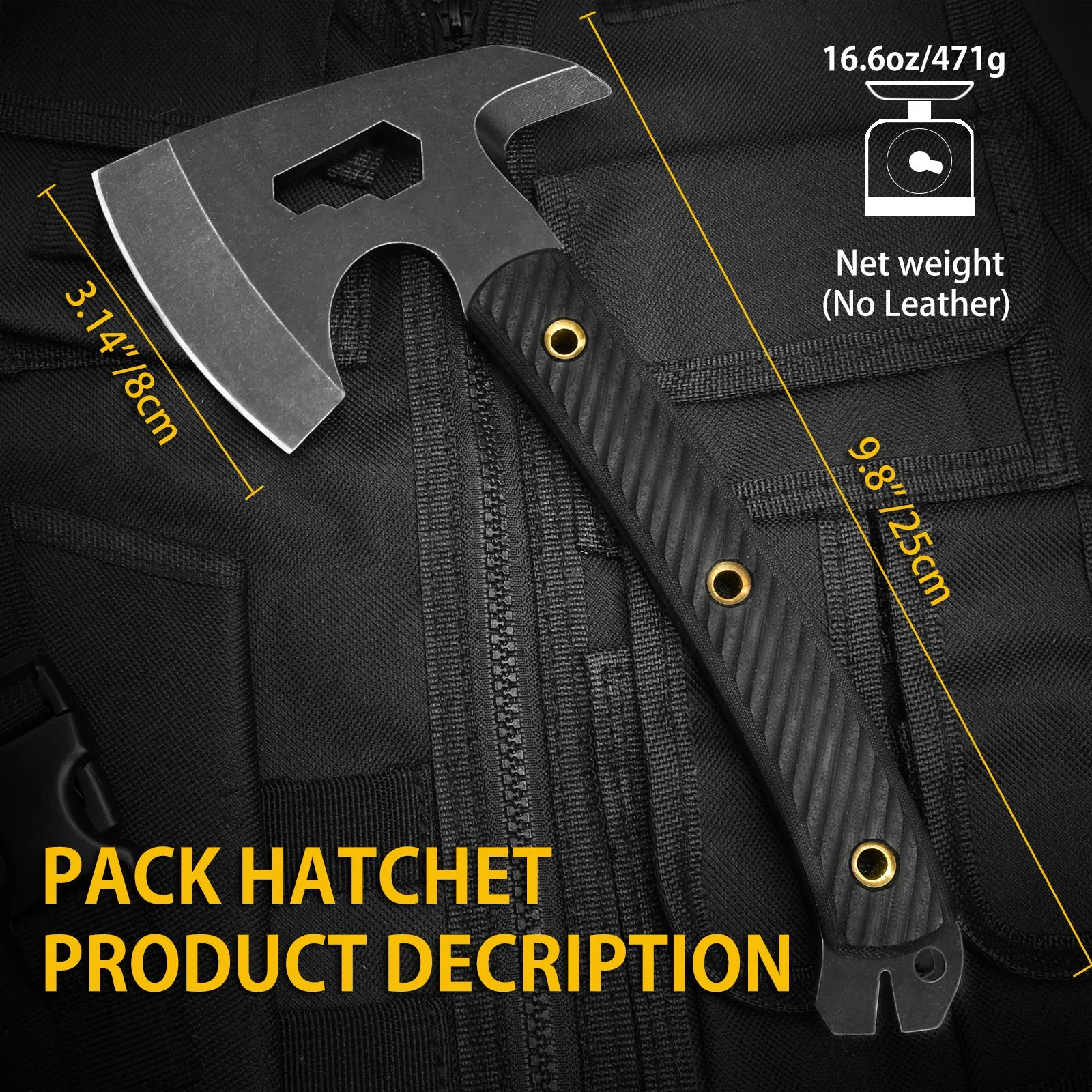 Nedfoss Bison Survival Axe, Tactical Axe  Multifunctional Pack Hatchet
