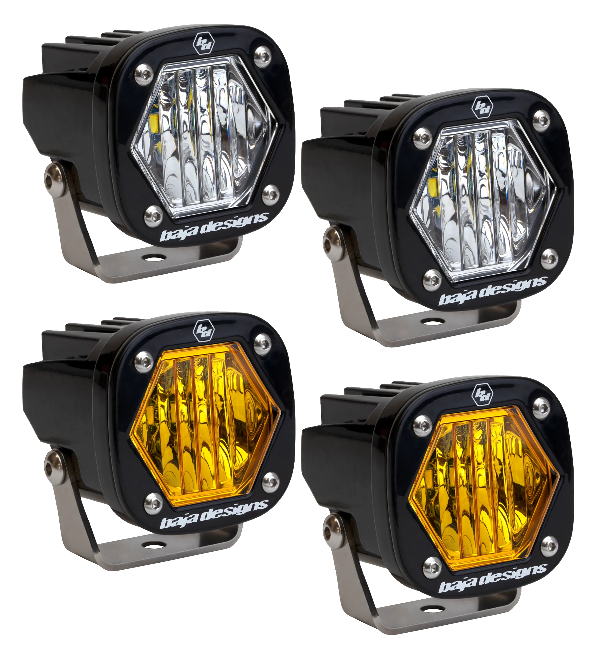 Offroad Alliance - Triple Bezel Fog Light Kit w/ Baja Designs Squadron Racer Lights  - 2017-2020 Raptor