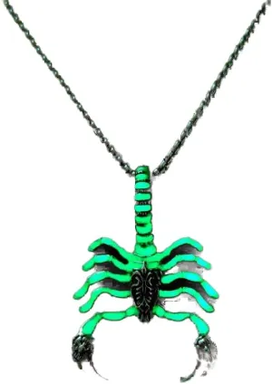 Stainless Steel Pendant Necklace Scorpion Punk Rock Necklace Scorpion Necklace Pendant Stainless Steel Luminous Scorpions Insect Necklace for Women Men Cool Glow in The Dark Jewelry(Green