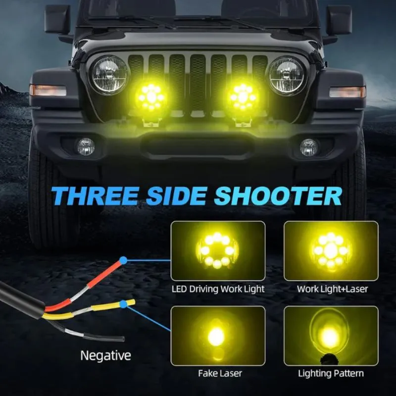 Suparee 7 Inch Work Light 90W Yellow LED Pods for Truck Jeep SUV Off-Road