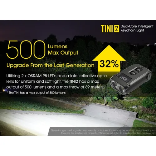 TINI 2 500 Lumen USB-C Rechargeable Keychain Flashlight by Nitecore