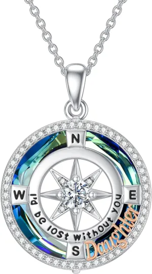 TOUPOP I'd be Lost without You Compass Necklace for Mom/Sister/Nana/Daughter 925 Sterling Silver Compass Jewelry Gifts for Birthday Christmas Party