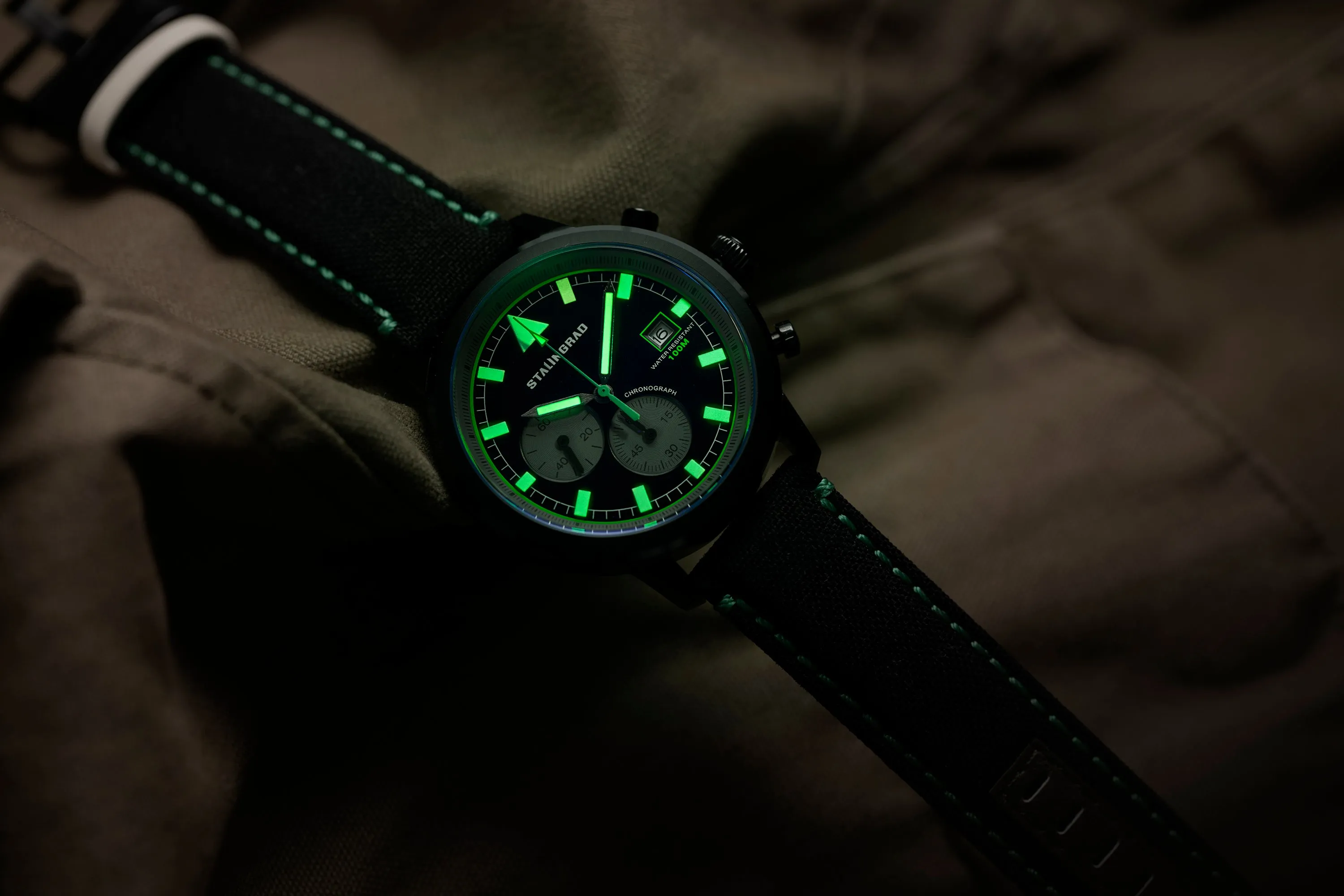 Trooper Chronograph. Black Dial. Black Cordura Strap. SG-2266-04